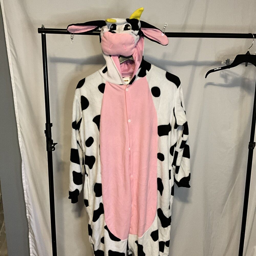 Spooktacular Creations Adult Cow Hooded Pajama Costume Unisex Size Small